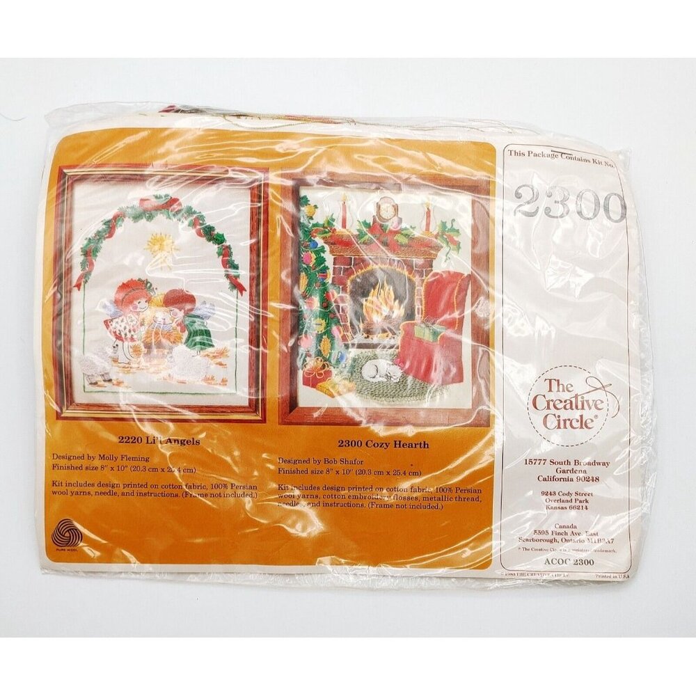 The Creative Circle Embroidery Kit 2300 Cozy Hearth 1984 Christmas